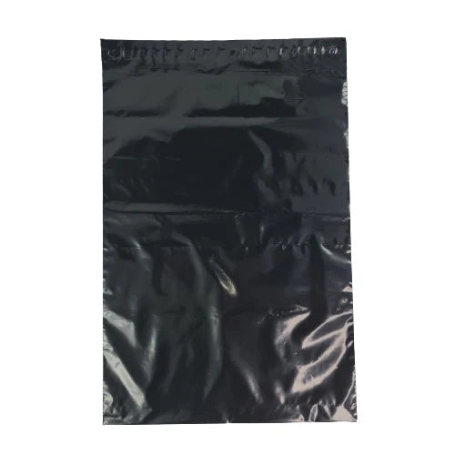 Small Plain Black Plastic Courier Pouch with Pocket 100s