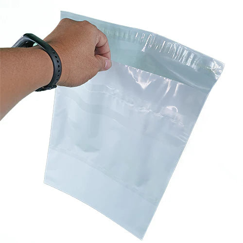 Large A3 Plain White Plastic Courier Pouch with Pocket 100s