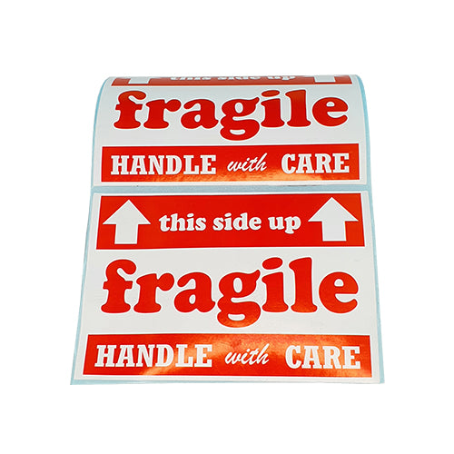 1 Roll Case FRAGILE, HANDLE WITH CARE, KEEP DRY Sticker 6" x 4" 500 Pcs